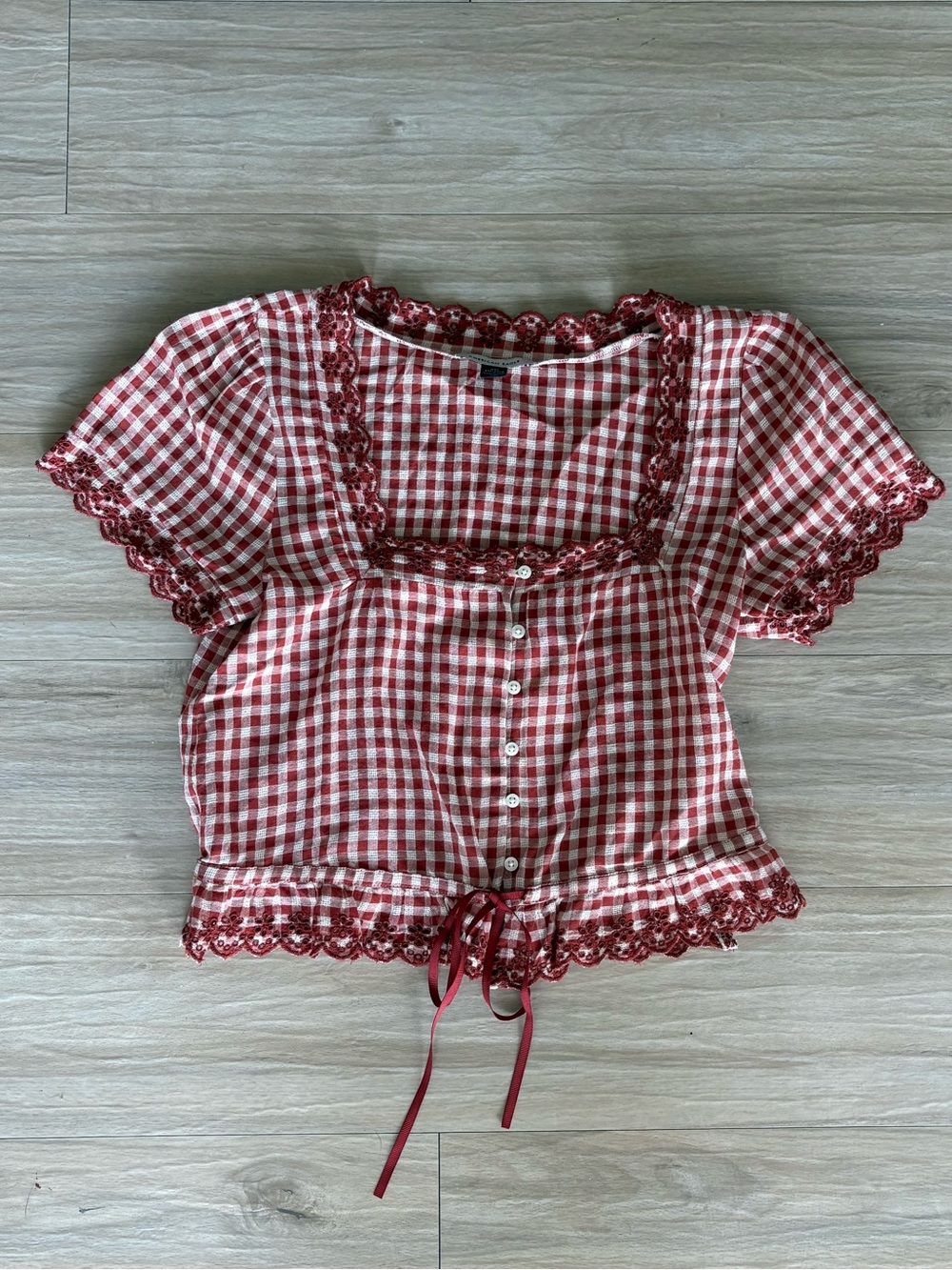 AE Red Gingham Crop Top